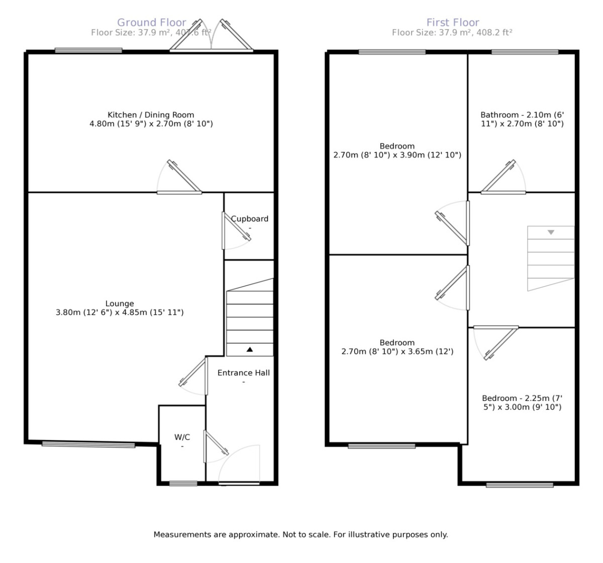 Floorplan of 3 bedroom Semi Detached House to rent, Highbury Grove, Chesterfield, Derbyshire, S41