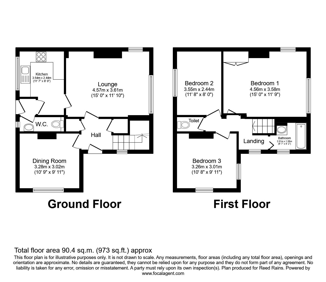 Floorplan of 3 bedroom Semi Detached House to rent, Heath Road, Holmewood, Derbyshire, S42