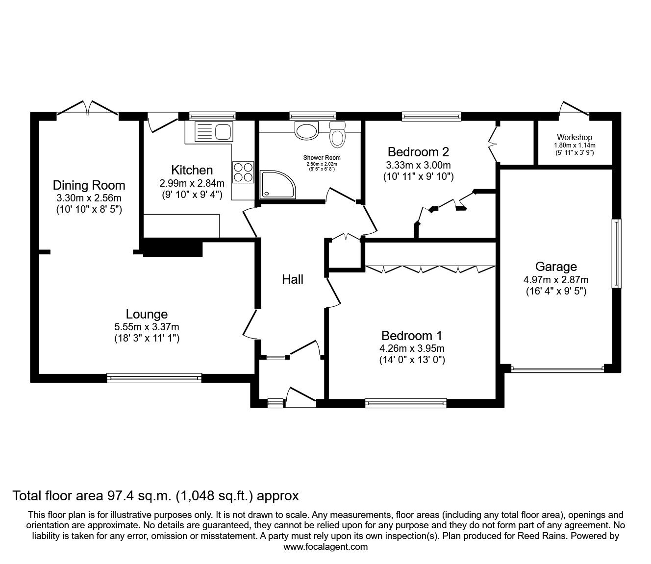 Floorplan of 2 bedroom Detached Bungalow to rent, Robincroft Road, Wingerworth, Derbyshire, S42
