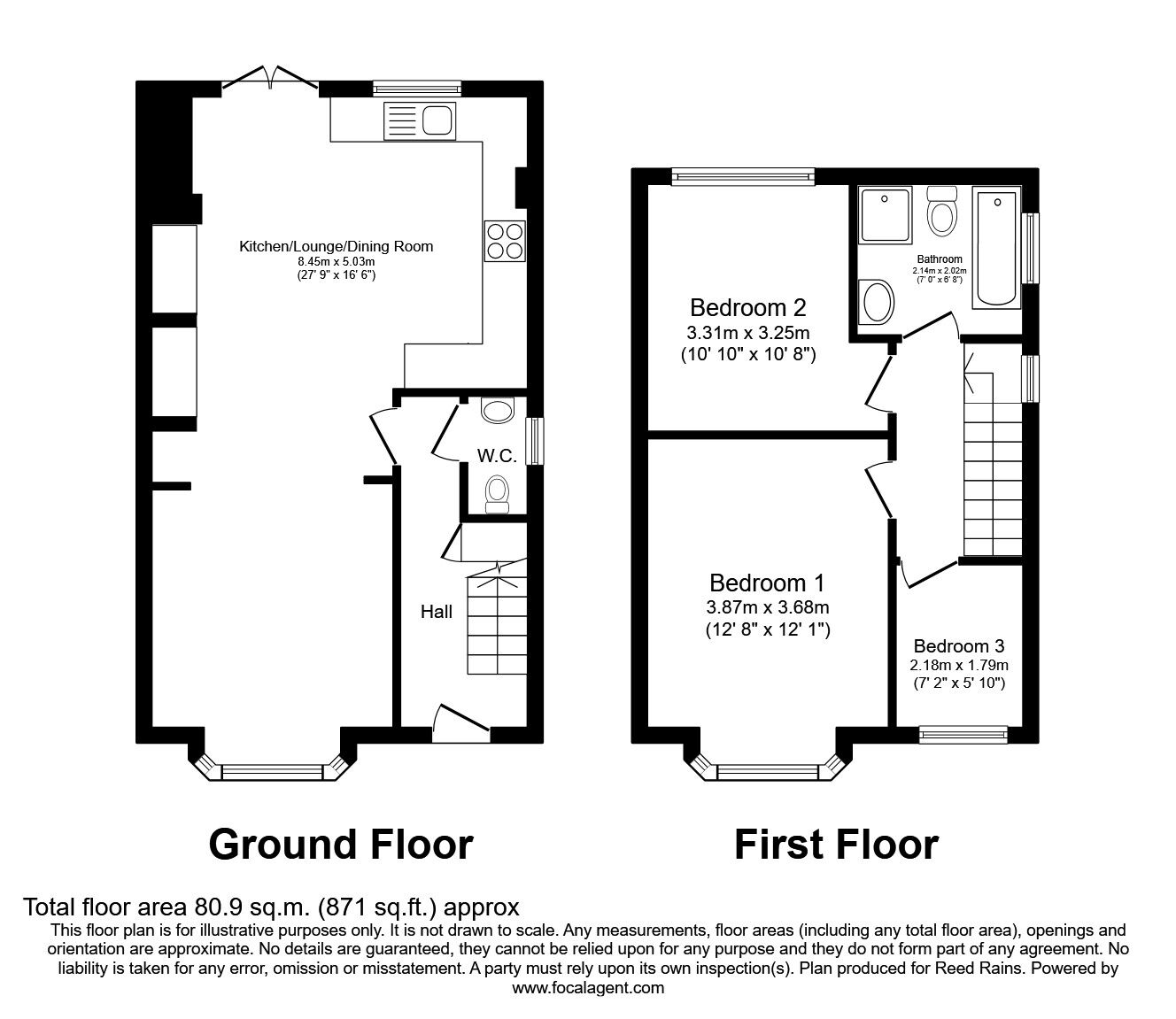 Floorplan of 3 bedroom Semi Detached House to rent, Franklyn Drive, Staveley, Derbyshire, S43
