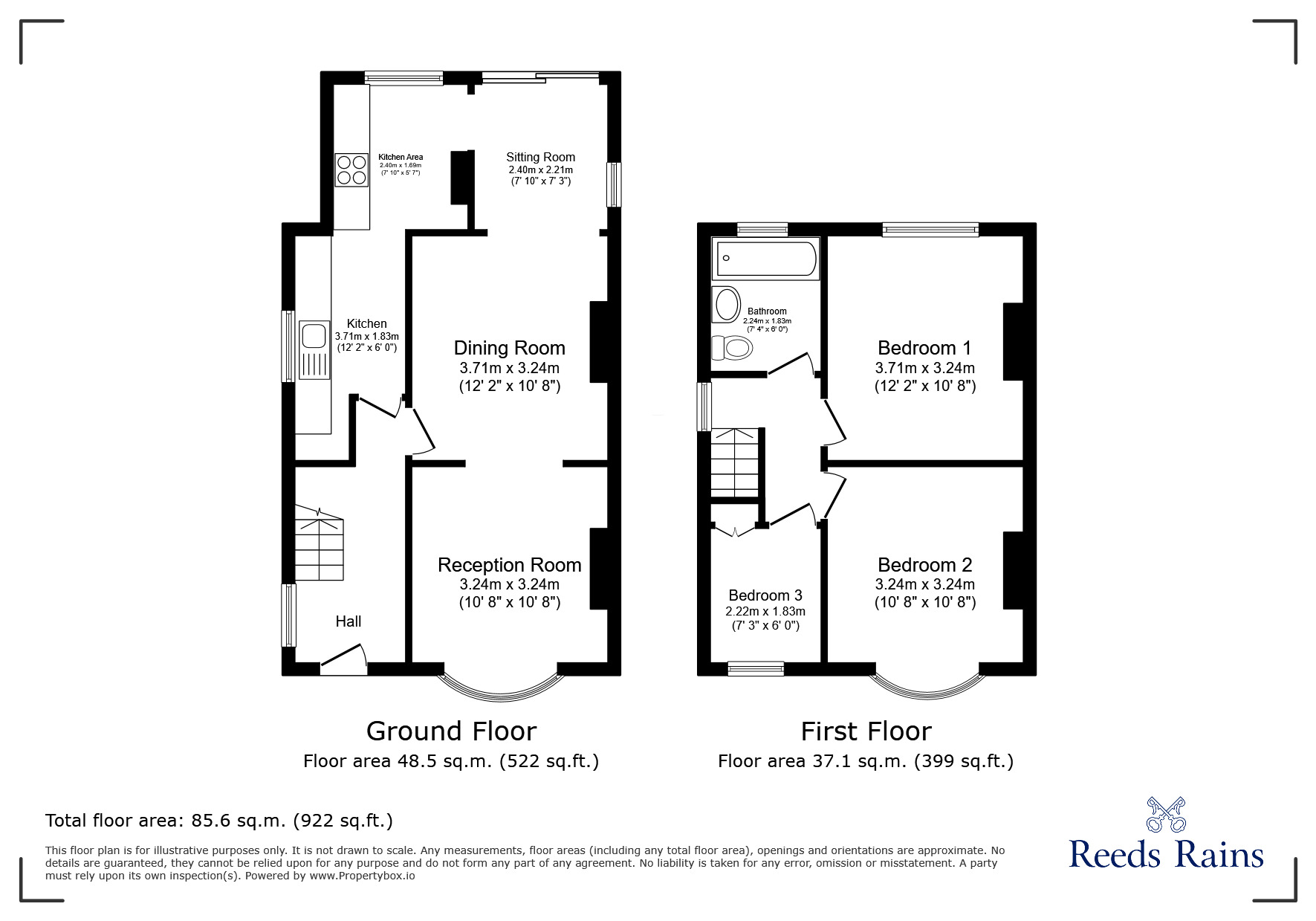 Floorplan of 3 bedroom Semi Detached House for sale, Langer Lane, Chesterfield, Derbyshire, S40