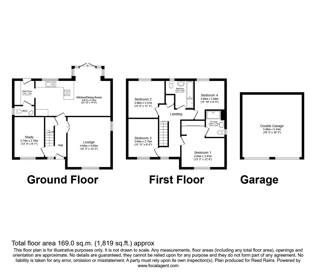 Floorplan of 4 bedroom Detached House for sale, Emerald Close, Holmewood, Derbyshire, S42