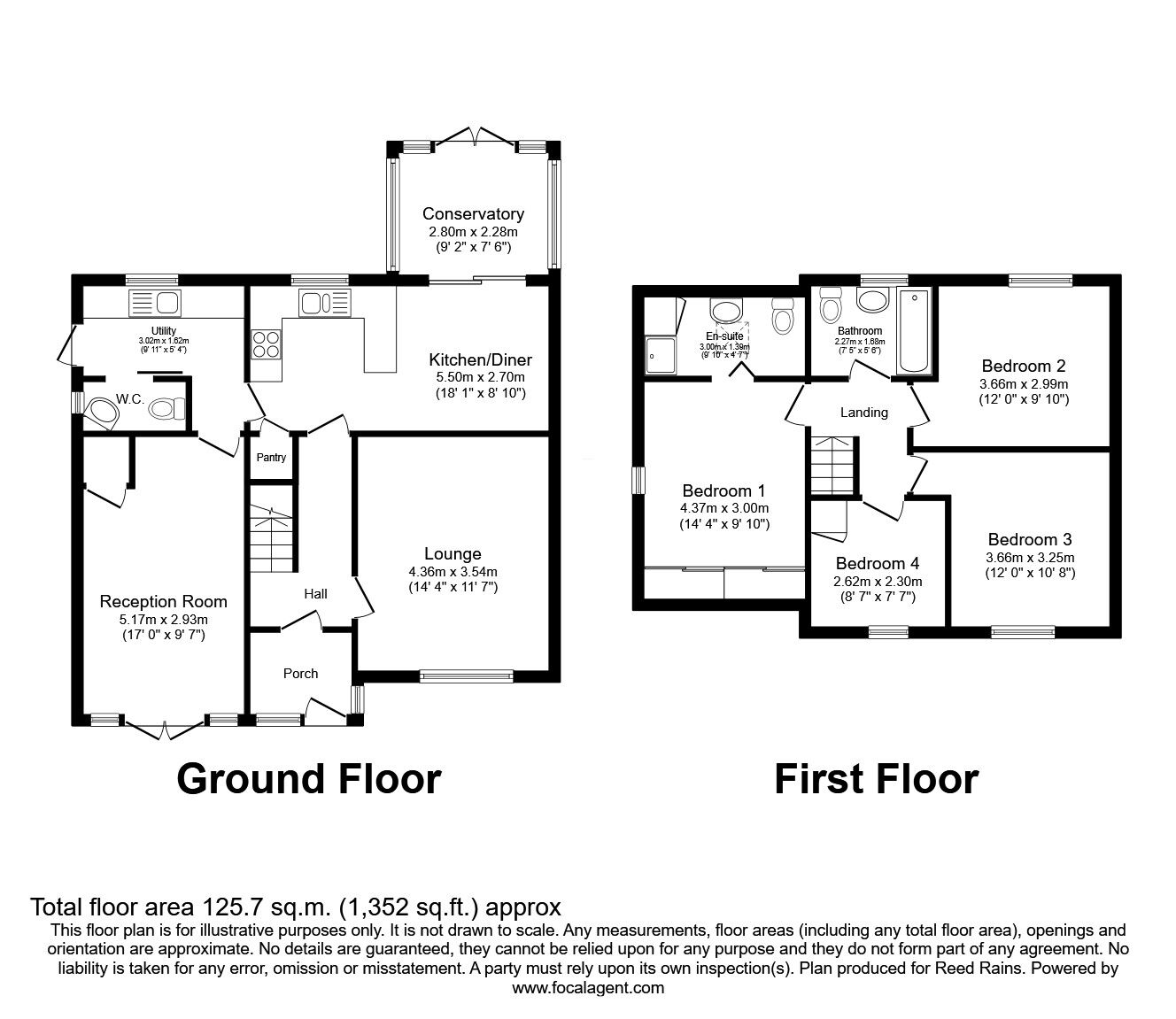 Floorplan of 4 bedroom Detached House for sale, Howard Drive, North Wingfield, Derbyshire, S42