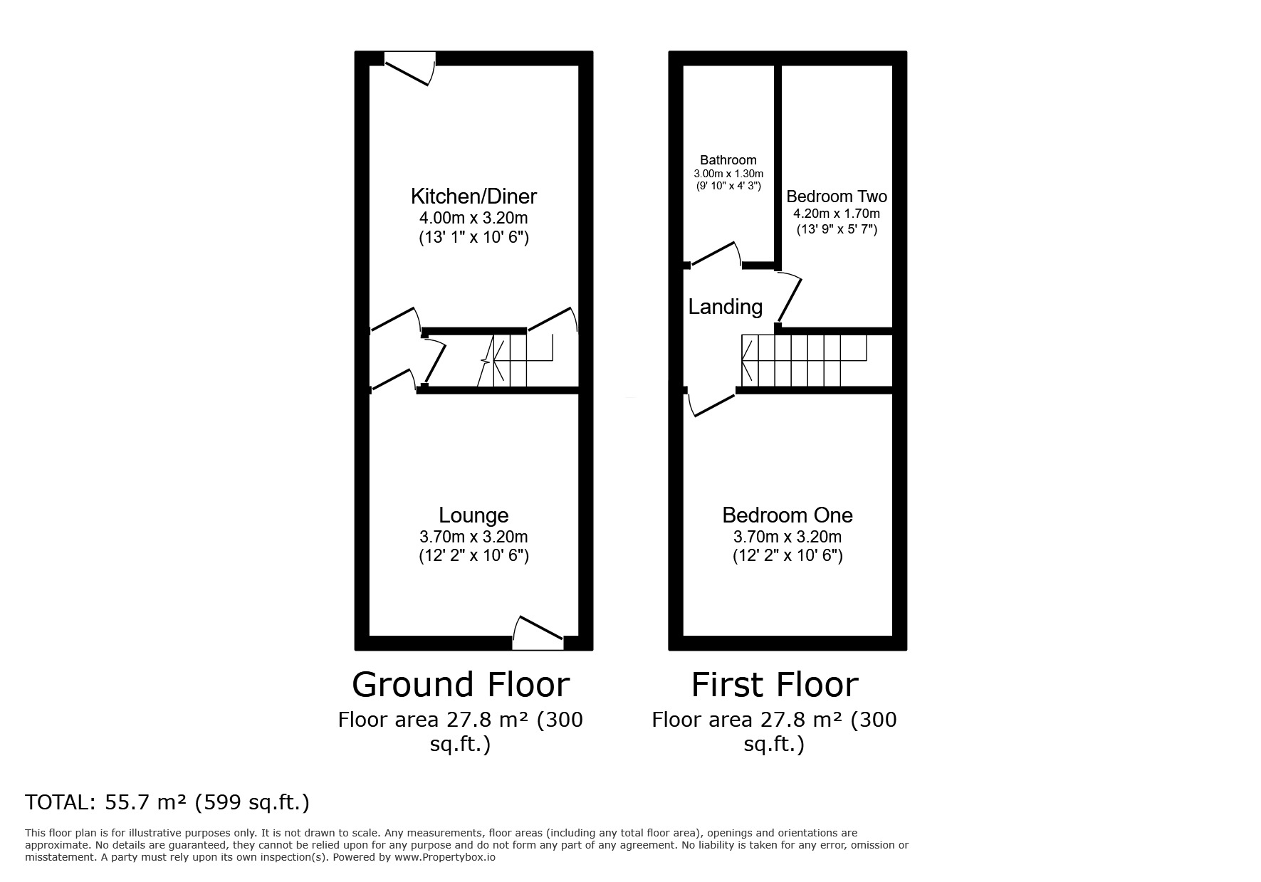Floorplan of 2 bedroom Mid Terrace House to rent, Park Street, Chesterfield, Derbyshire, S40
