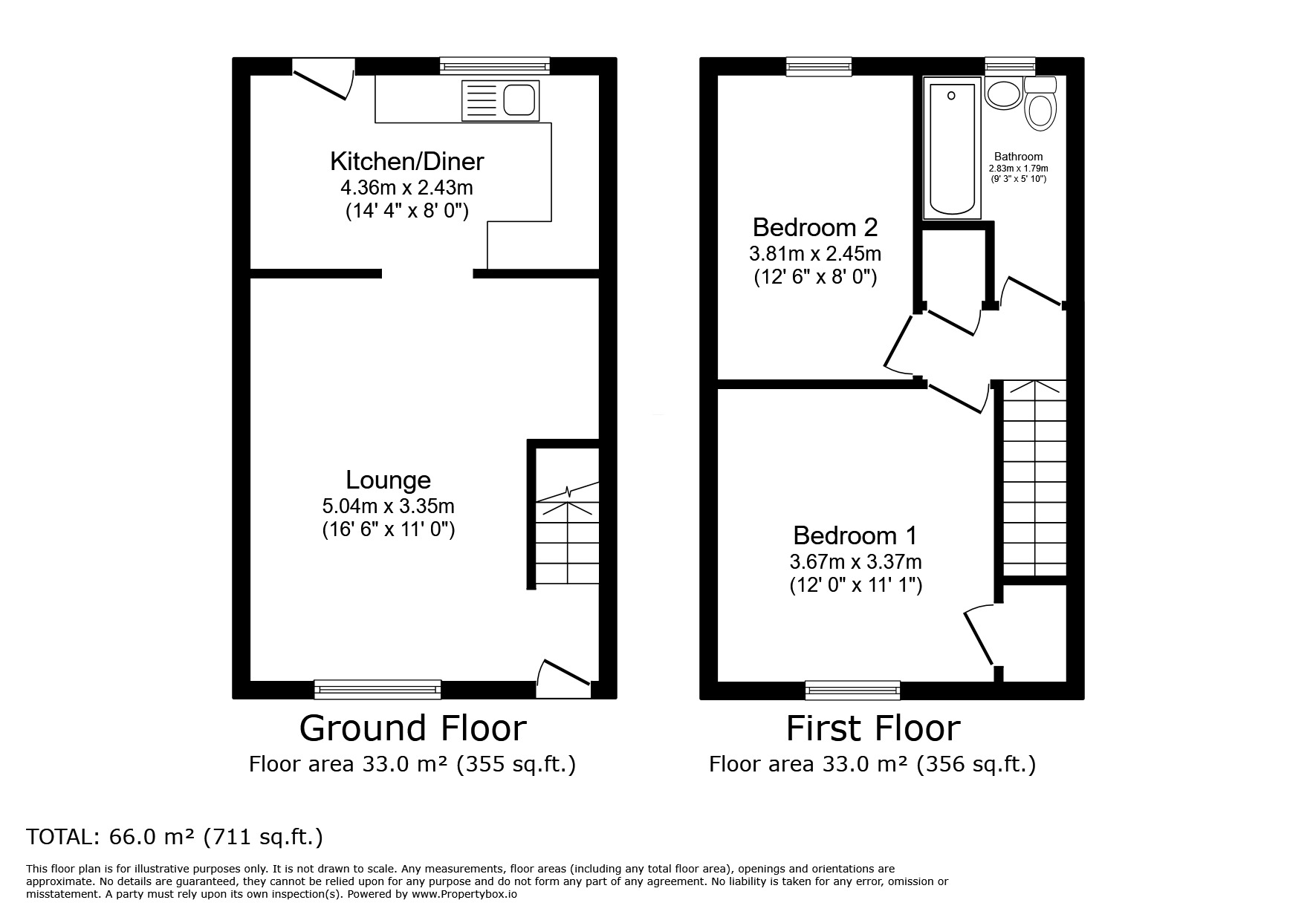 Floorplan of 2 bedroom Semi Detached House for sale, Rectory Close, Duckmanton, Derbyshire, S44