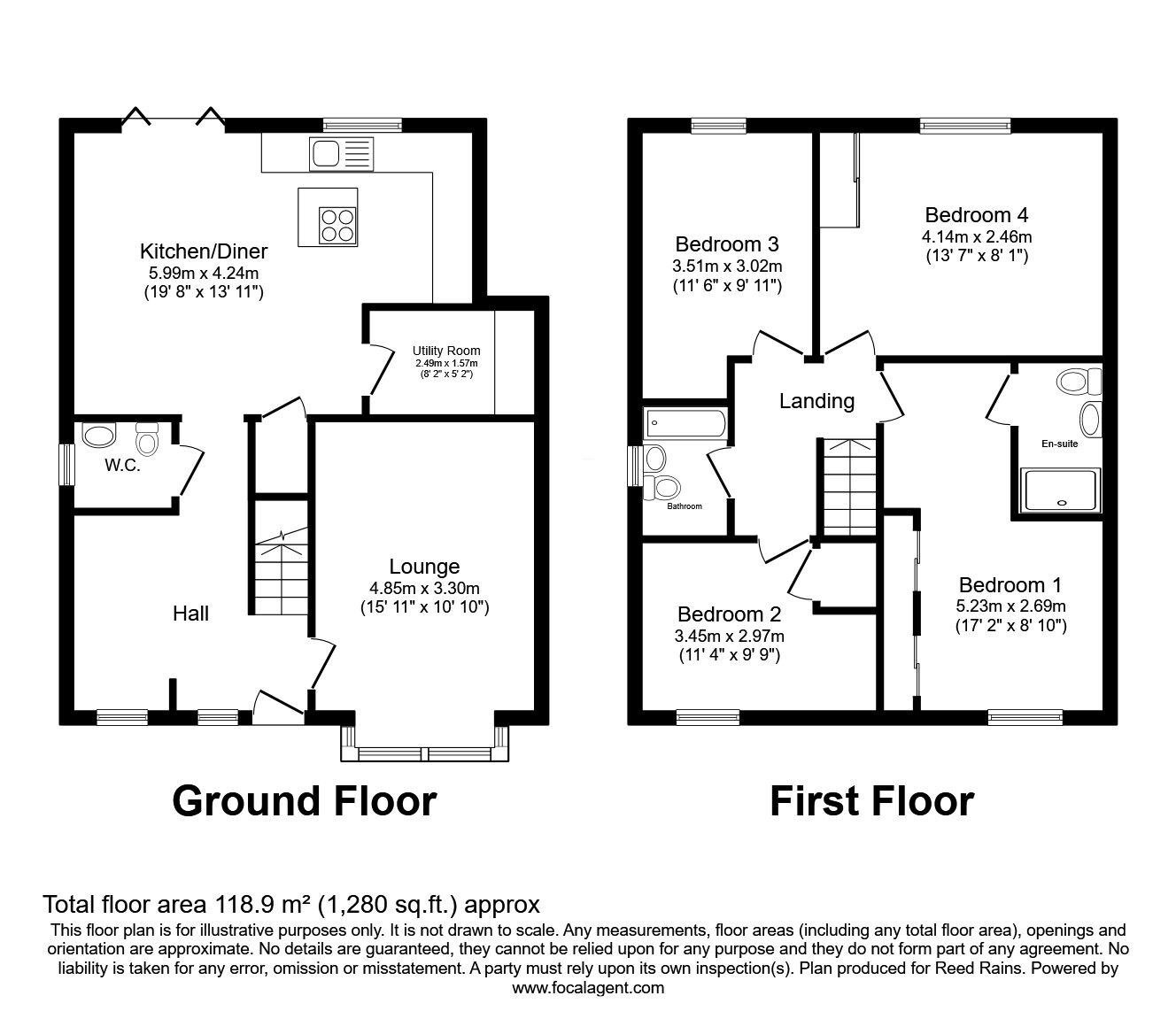 Floorplan of 4 bedroom Detached House for sale, Cranleigh Road, Woodthorpe, Chesterfield, S43