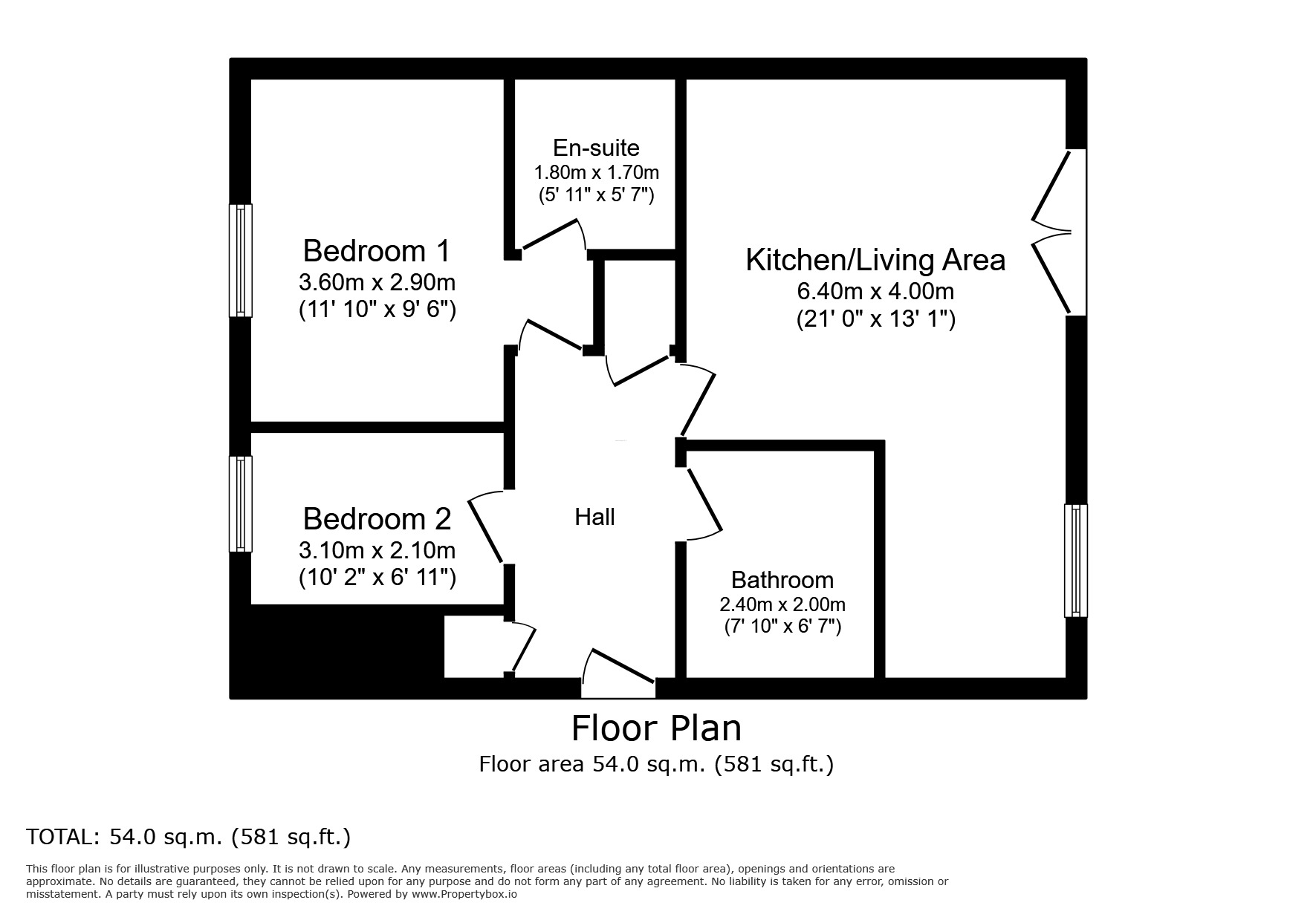 Floorplan of 2 bedroom Flat to rent, Tapton Lock Hill, Chesterfield, Derbyshire, S41