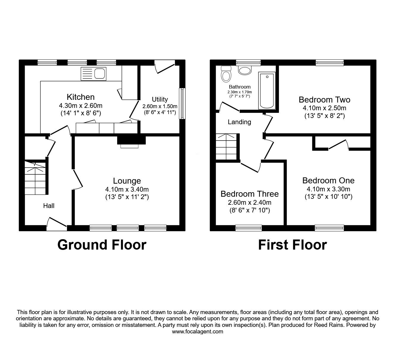 Floorplan of 3 bedroom End Terrace House for sale, Harvey Road, Chesterfield, Derbyshire, S41