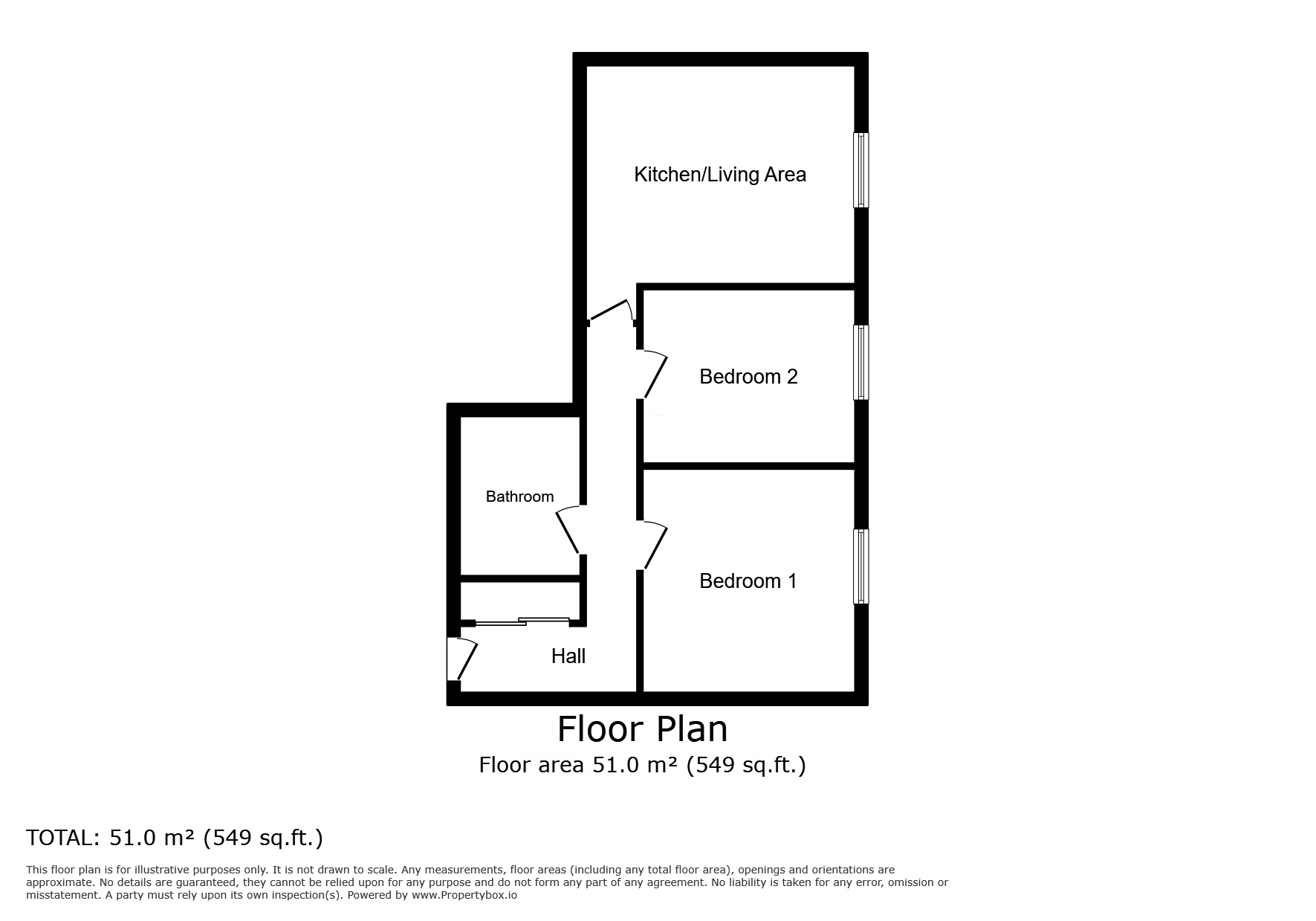 Floorplan of 2 bedroom  Flat to rent, Burlington Street, Chesterfield, Derbyshire, S40