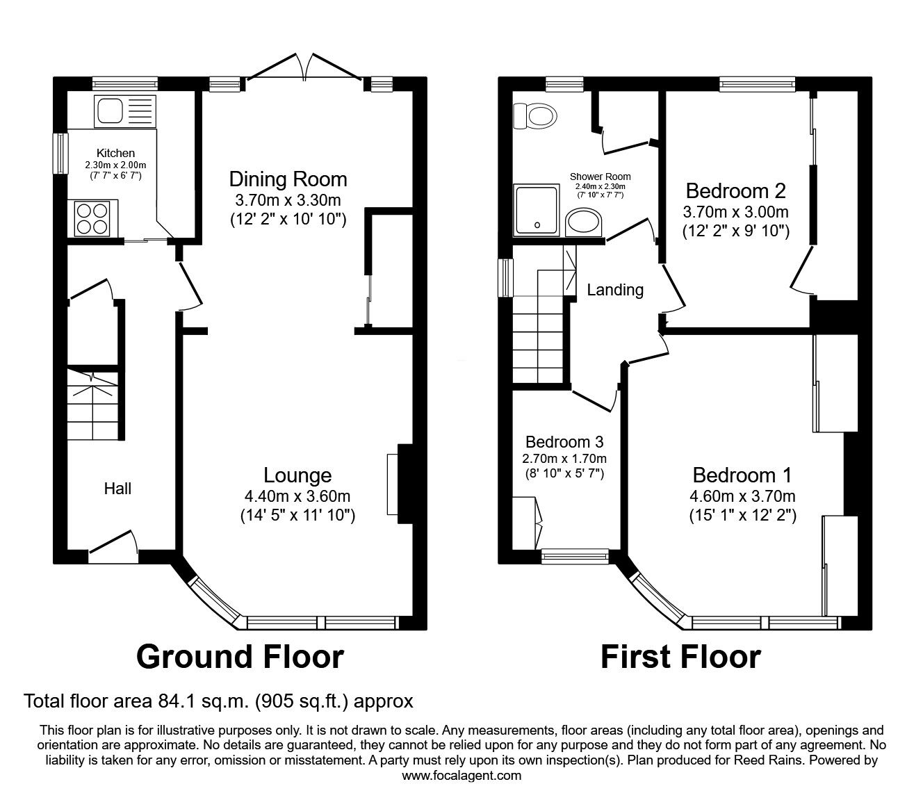 Floorplan of 3 bedroom Semi Detached House for sale, Hawksley Avenue, Chesterfield, Derbyshire, S40
