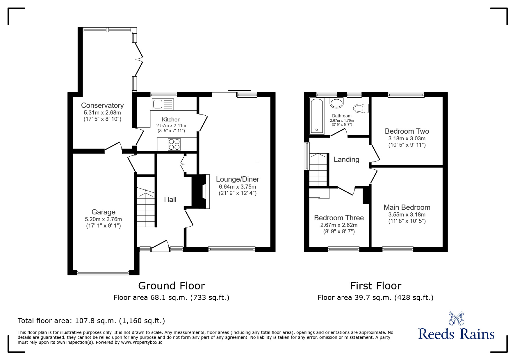Floorplan of 3 bedroom Link Detached House for sale, Rother Avenue, Brimington, Derbyshire, S43