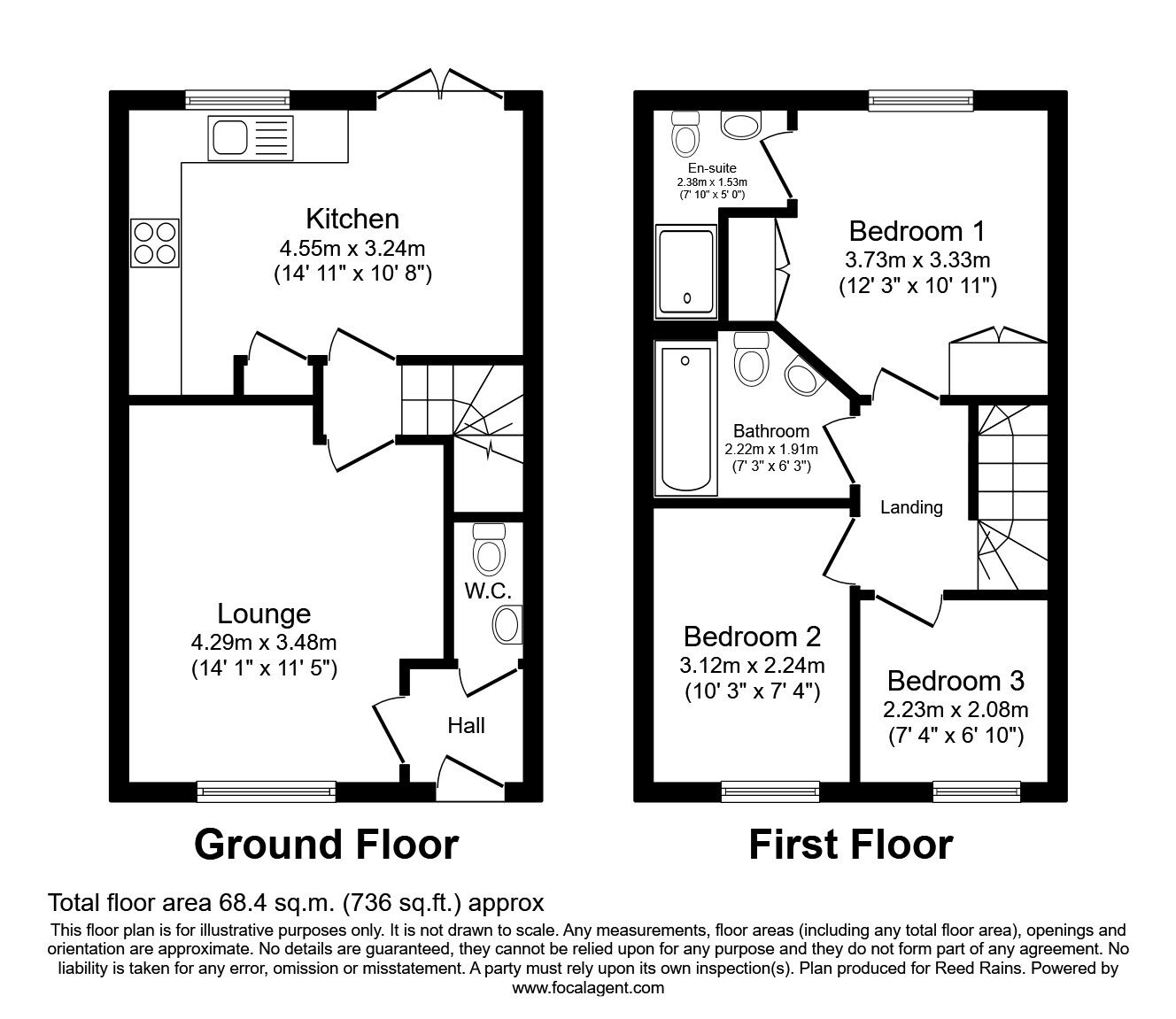 Floorplan of 3 bedroom End Terrace House for sale, Burton Street, Wingerworth, Derbyshire, S42