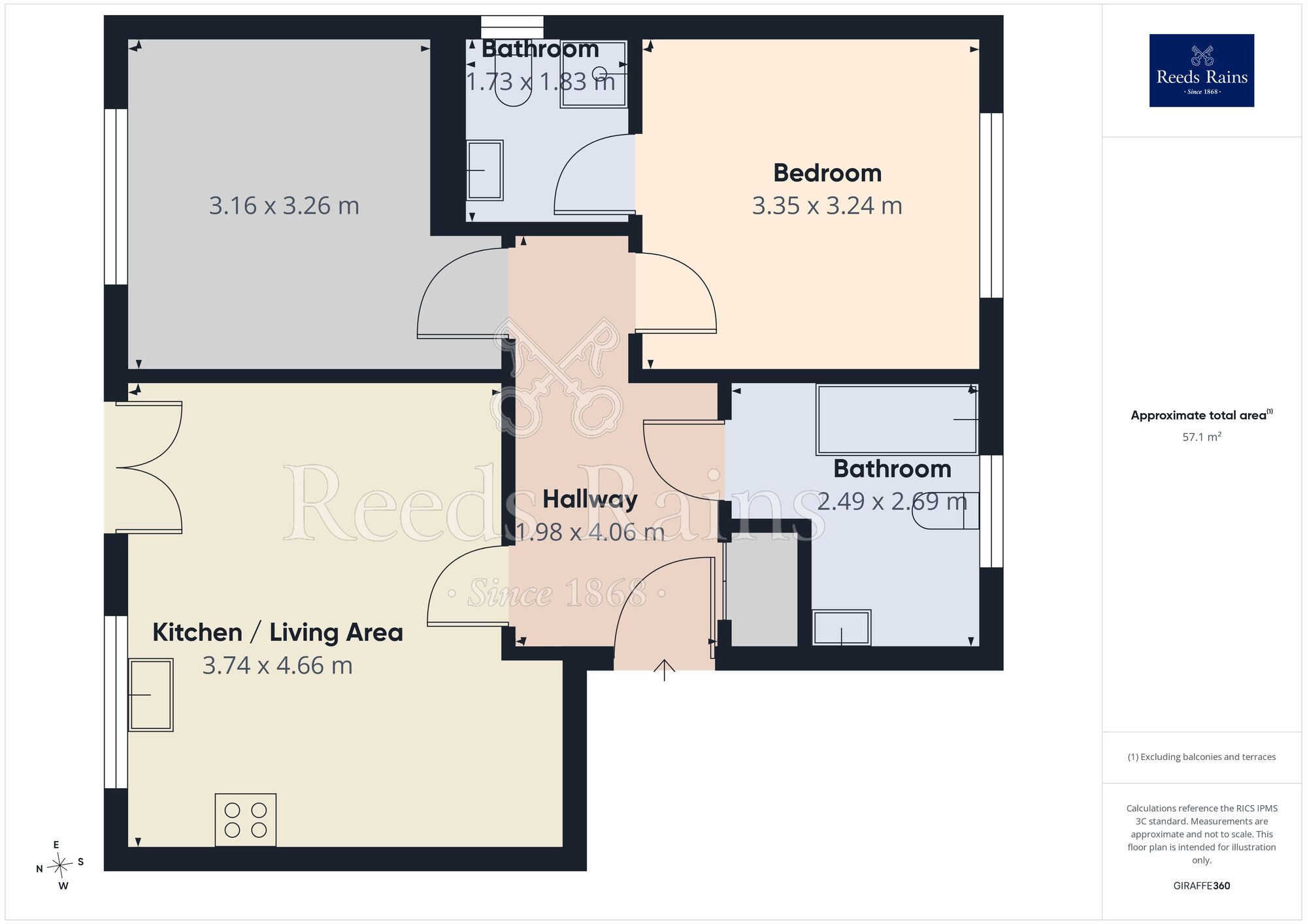Floorplan of 2 bedroom Flat to rent, Old Sycamore Place, Chesterfield, Derbyshire, S41