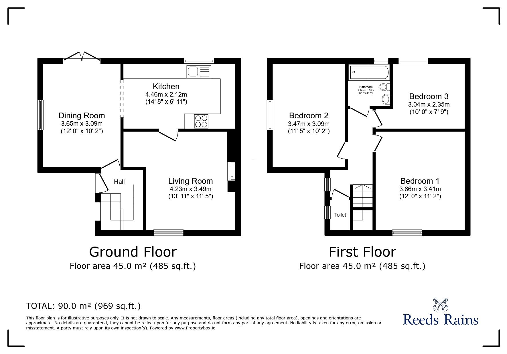 Floorplan of 3 bedroom Semi Detached House for sale, Circular Road, Staveley, Derbyshire, S43