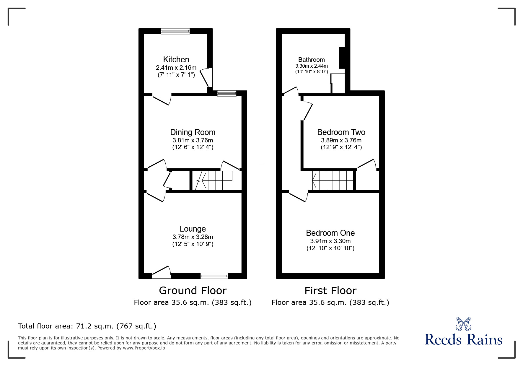 Floorplan of 2 bedroom Mid Terrace House to rent, Chapel Road, Grassmoor, Derbyshire, S42