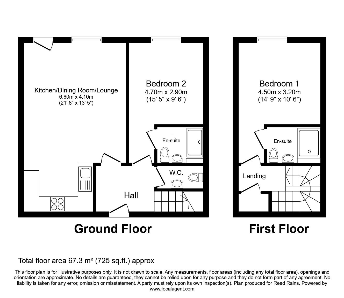 Floorplan of 2 bedroom Flat to rent, Wain Avenue, Chesterfield, Derbyshire, S41
