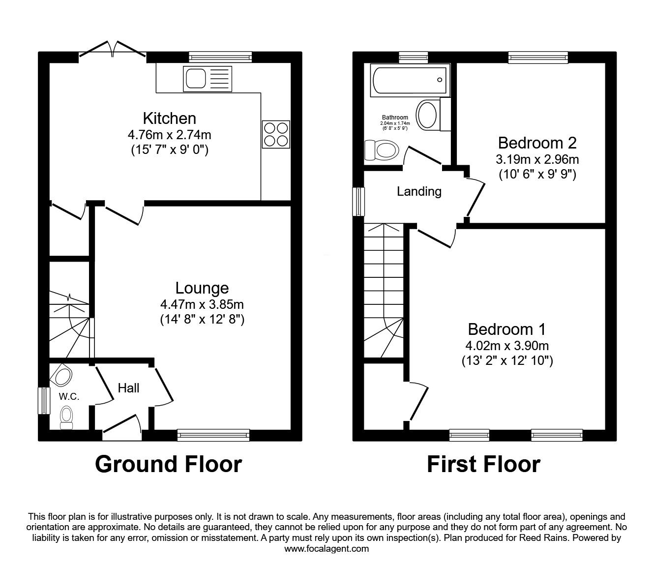 Floorplan of 2 bedroom Detached Bungalow for sale, Deerlands Road, Wingerworth, Derbyshire, S42
