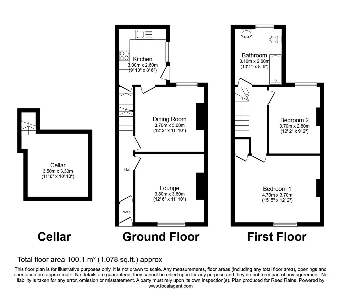 Floorplan of 2 bedroom End Terrace House for sale, Rectory Road, Staveley, Chesterfield, S43