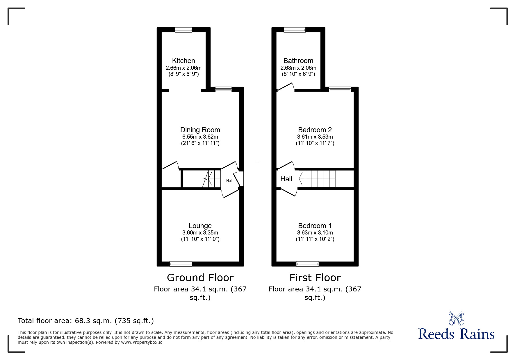 Floorplan of 2 bedroom Semi Detached House to rent, Prospect Road, Old Whittington, Derbyshire, S41