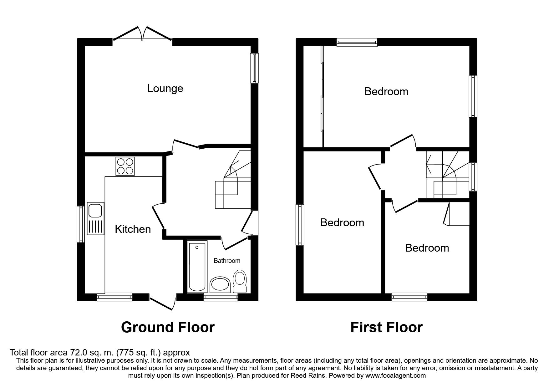 Floorplan of 3 bedroom Semi Detached House to rent, Sycamore Road, Hollingwood, Derbyshire, S43