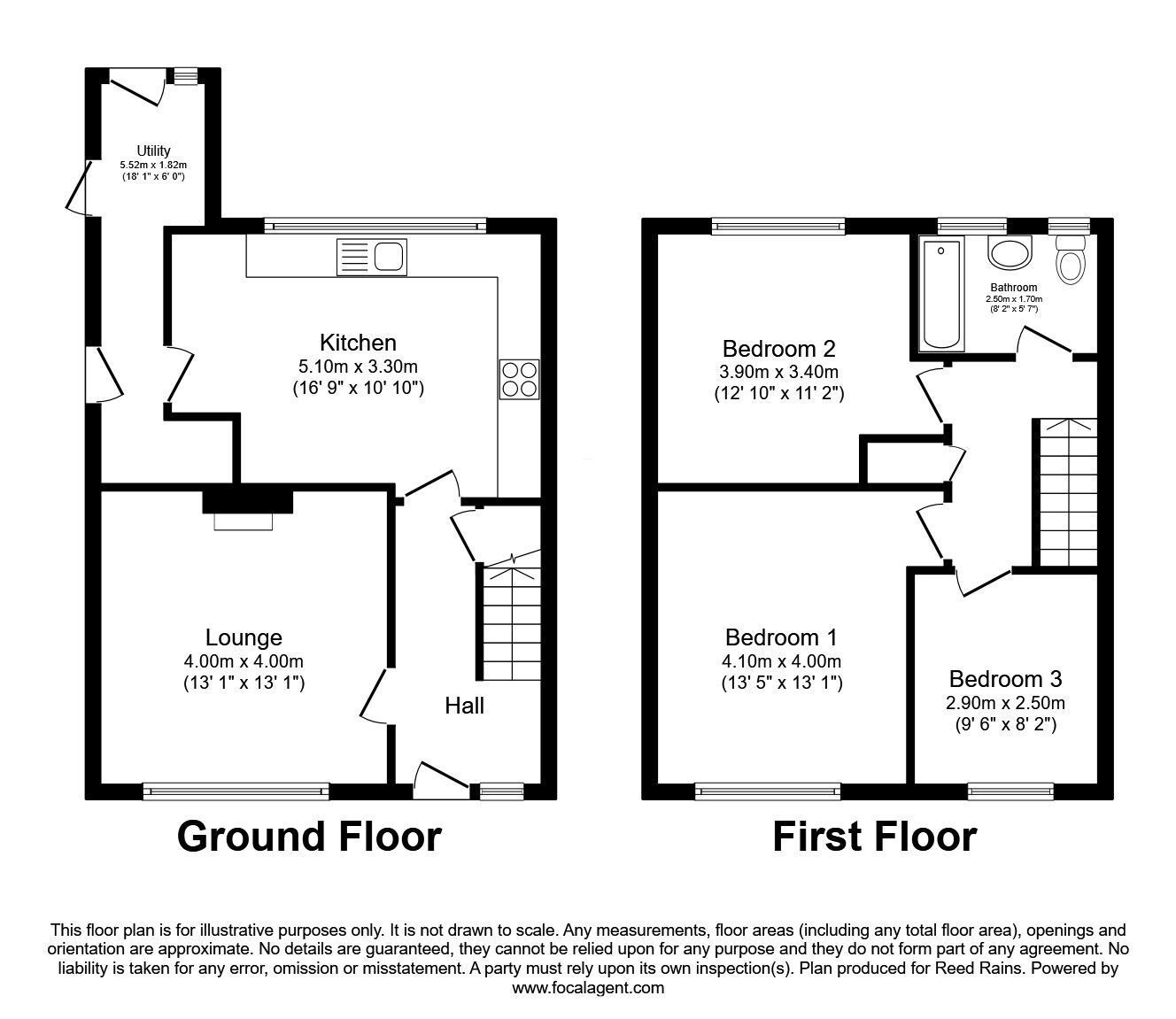 Floorplan of 3 bedroom Semi Detached House for sale, Pentland Close, Chesterfield, Derbyshire, S40
