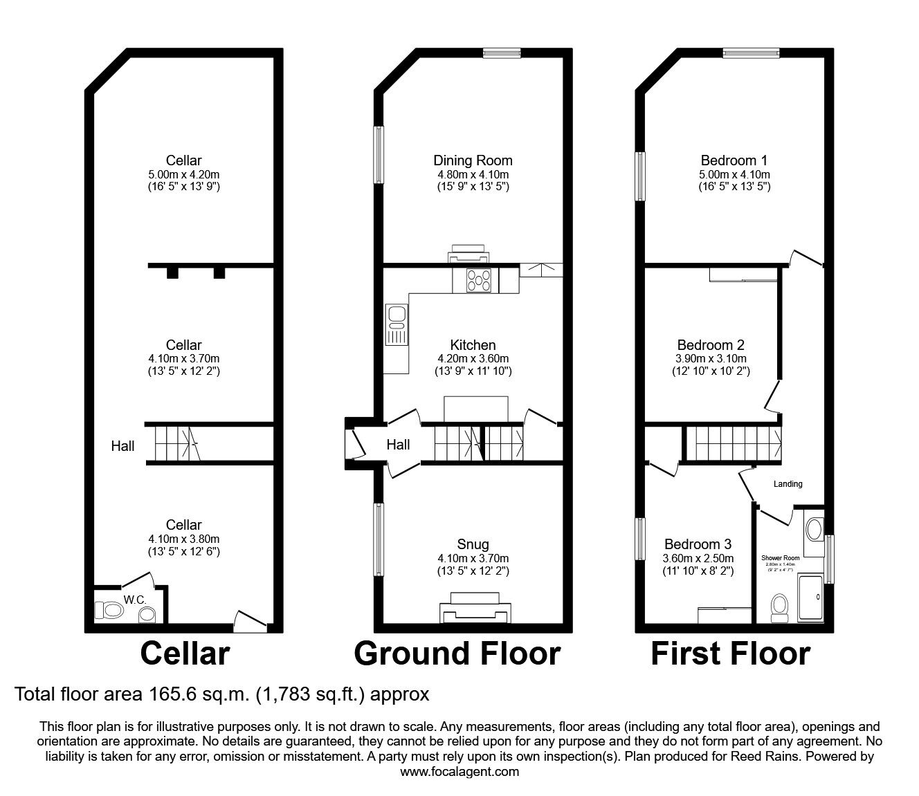 Floorplan of 3 bedroom End Terrace House for sale, South Street North, New Whittington, Derbyshire, S43