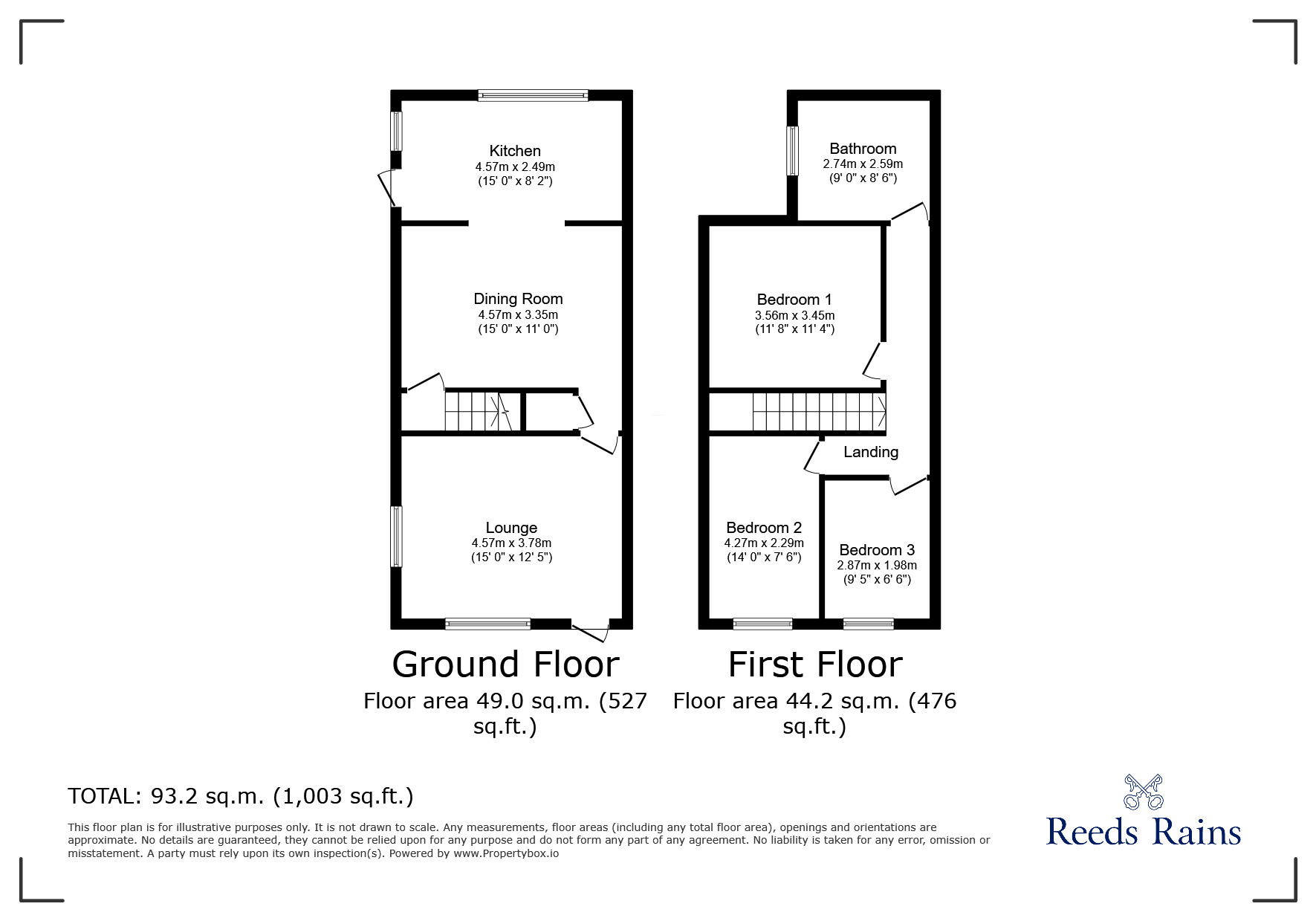 Floorplan of 3 bedroom Semi Detached House for sale, Hunloke Road, Holmewood, Derbyshire, S42