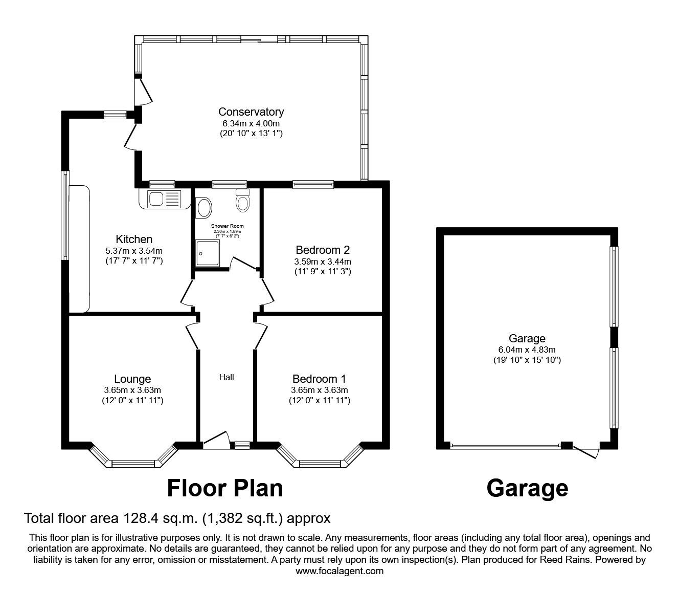 Floorplan of 2 bedroom Detached Bungalow for sale, Handley Road, New Whittington, Derbyshire, S43