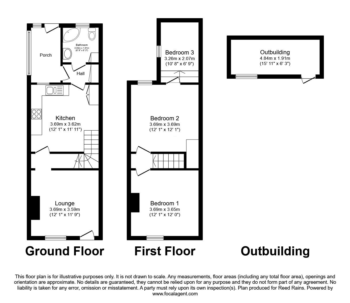 Floorplan of 2 bedroom Mid Terrace House for sale, King Street North, Derbyshire, S41