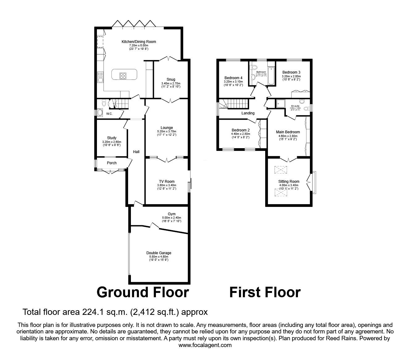 Floorplan of 4 bedroom Detached House for sale, Fairburn Croft Crescent, Barlborough, Derbyshire, S43