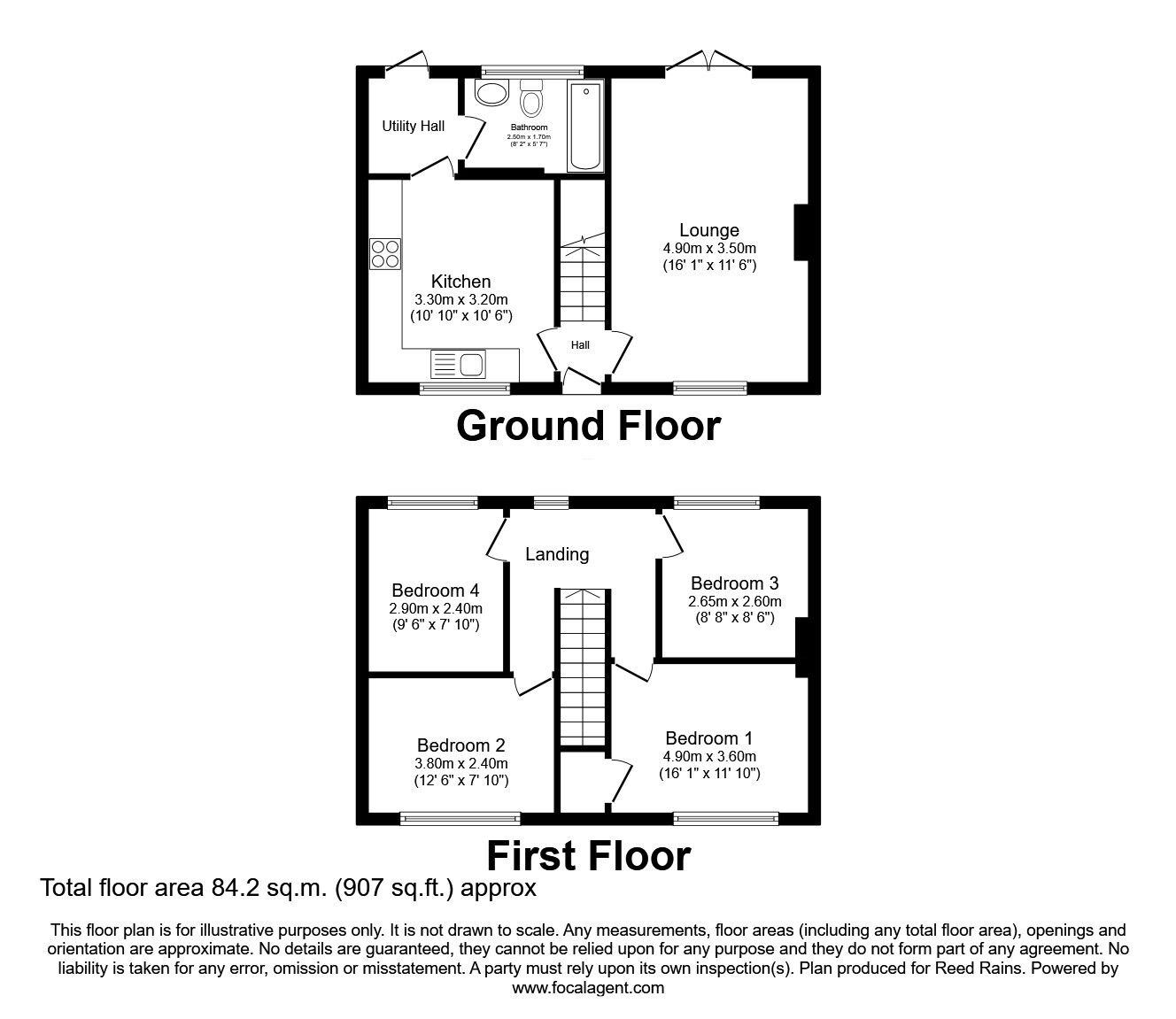Floorplan of 4 bedroom Mid Terrace House for sale, Sycamore Road, Hollingwood, Derbyshire, S43