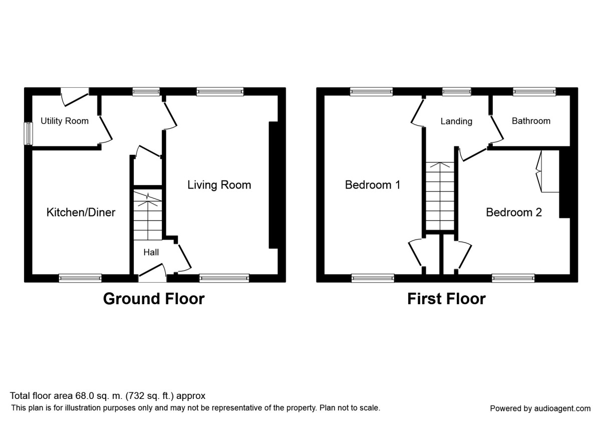 Floorplan of 2 bedroom Semi Detached House to rent, Gloucester Road, Chesterfield, Derbyshire, S41