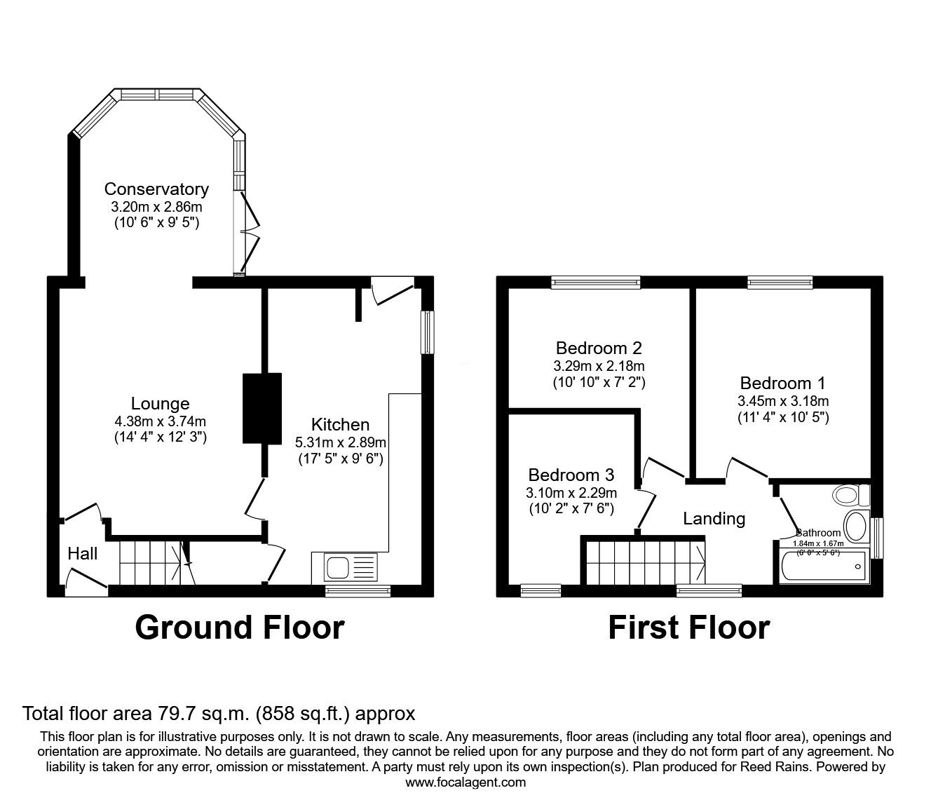 Floorplan of 3 bedroom Semi Detached House for sale, Blandford Drive, Chesterfield, Derbyshire, S41