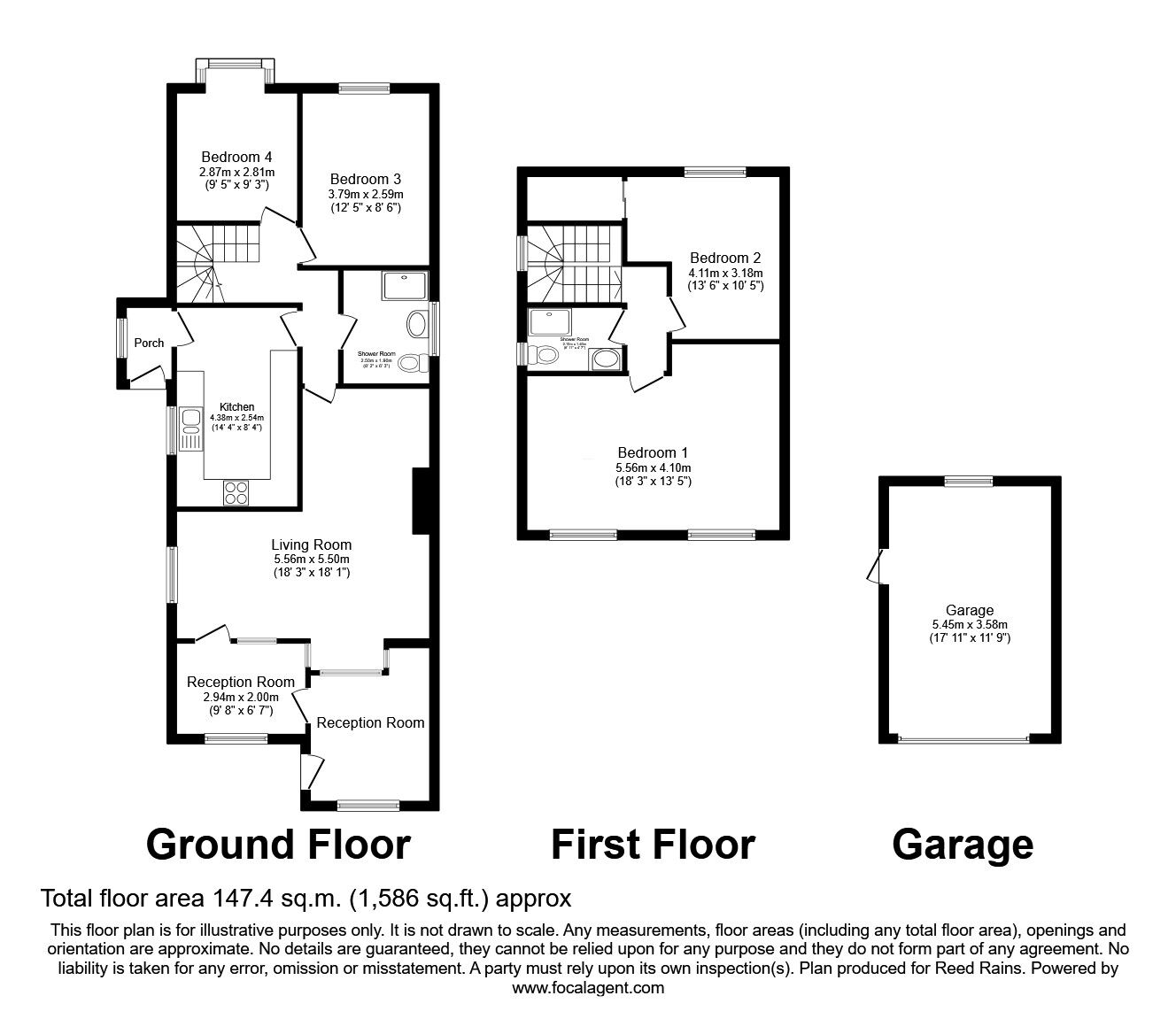 Floorplan of 4 bedroom Detached Bungalow for sale, North Wingfield Road, Grassmoor, Derbyshire, S42