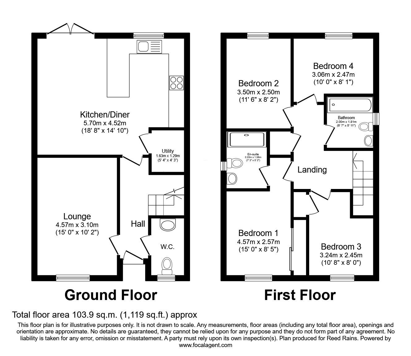 Floorplan of 4 bedroom Detached House for sale, Rowan Way, Pilsley, Derbyshire, S45
