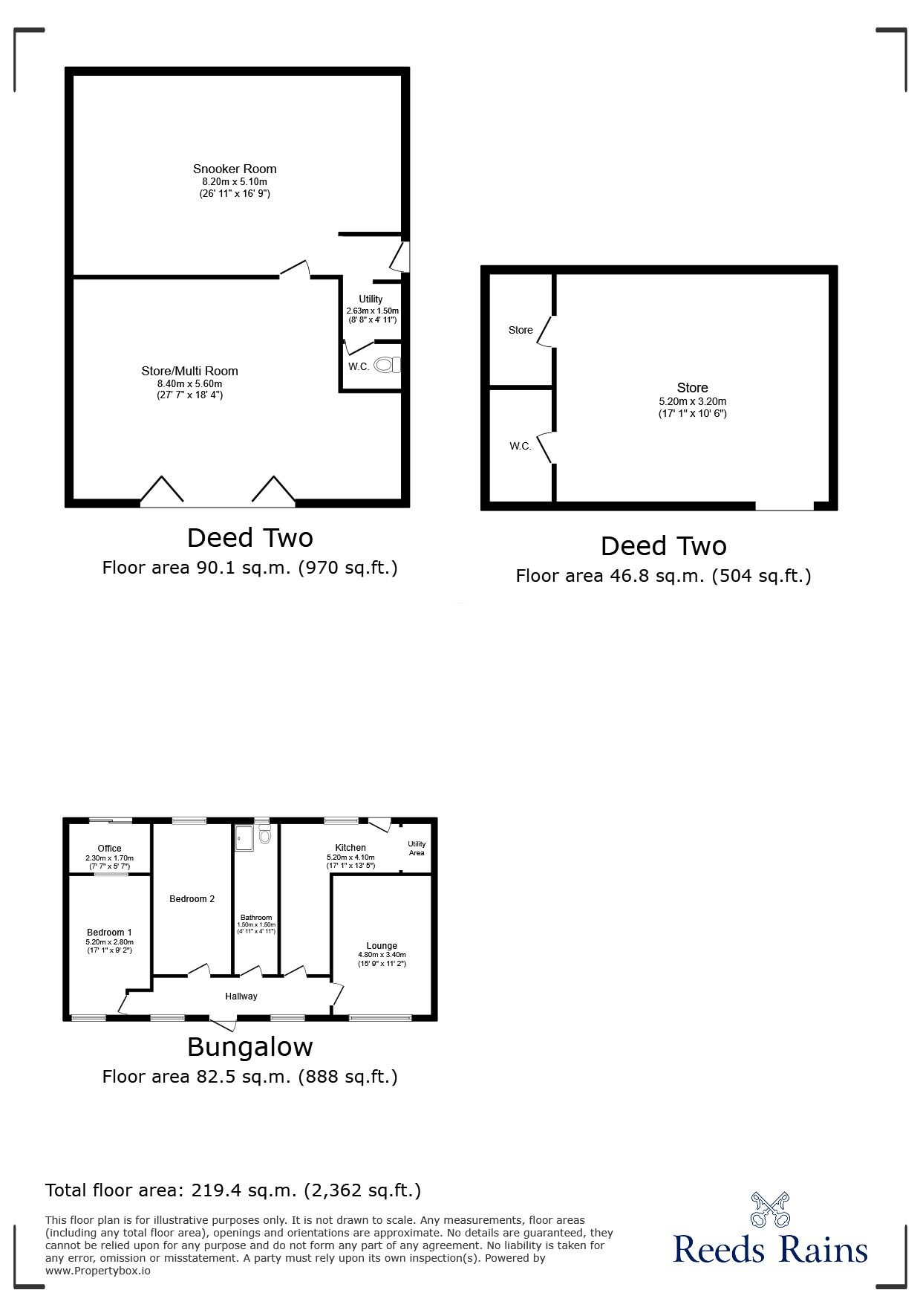Floorplan of 2 bedroom Detached Bungalow for sale, Mansfield Road, Hasland, Derbyshire, S41