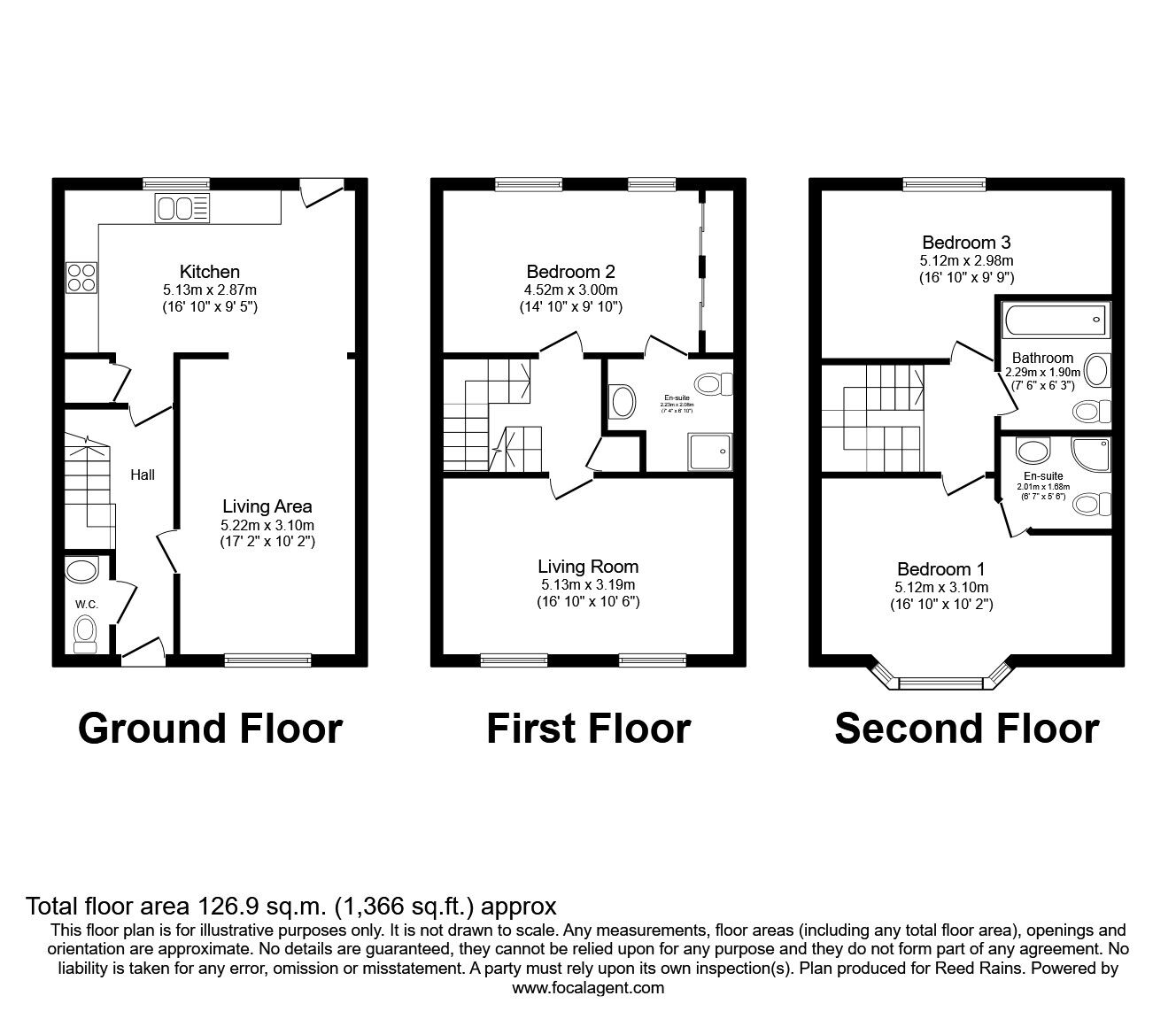 Floorplan of 3 bedroom Mid Terrace House for sale, Foyers Way, Chesterfield, Derbyshire, S41