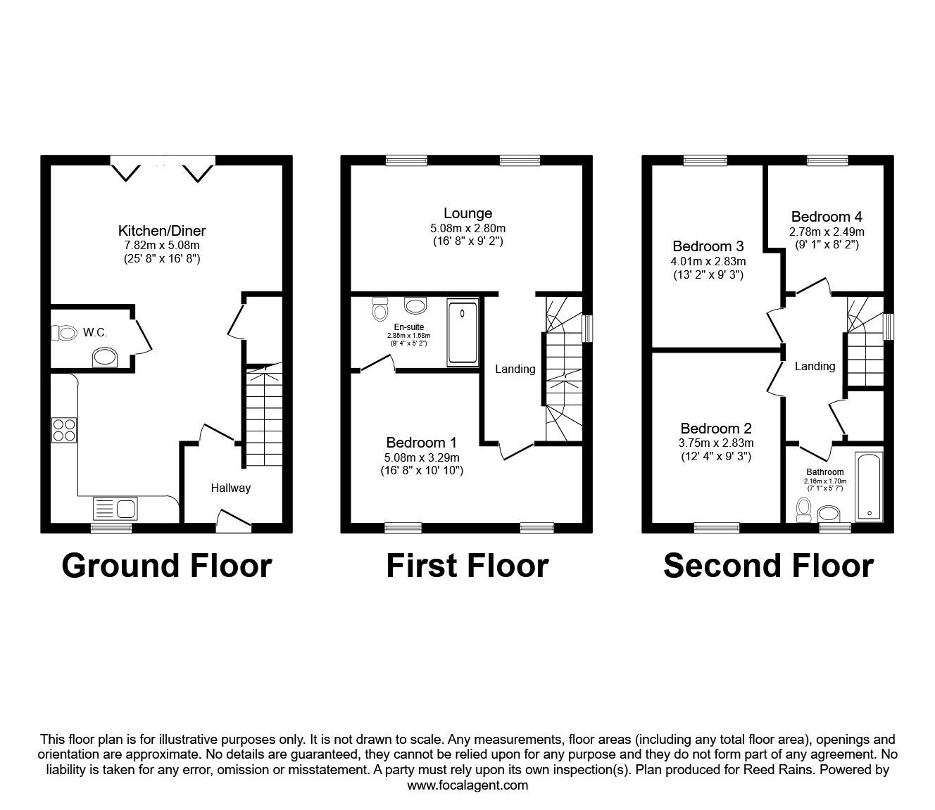 Floorplan of 4 bedroom End Terrace House for sale, Woodyard Avenue, Chesterfield, Derbyshire, S41