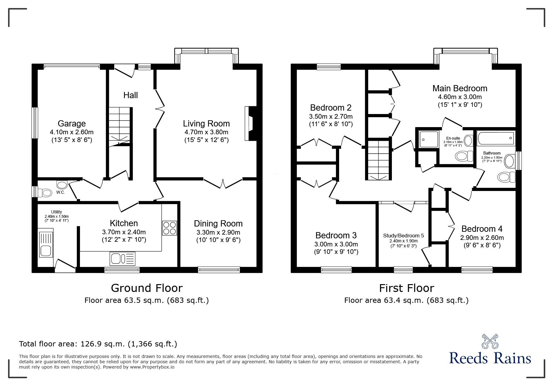Floorplan of 4 bedroom Detached House for sale, Bank Wood Close, Chesterfield, Derbyshire, S41