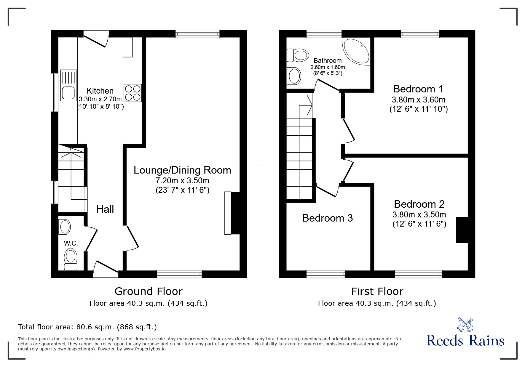 Floorplan of 3 bedroom Semi Detached House to rent, Holme Hall Crescent, Chesterfield, Derbyshire, S40