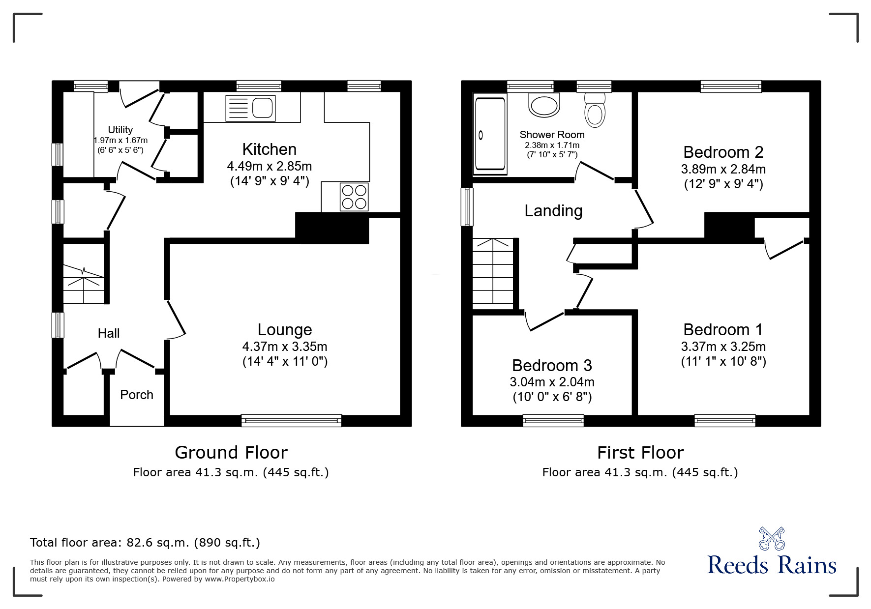 Floorplan of 3 bedroom Semi Detached House for sale, Spital Lane, Chesterfield, Derbyshire, S41