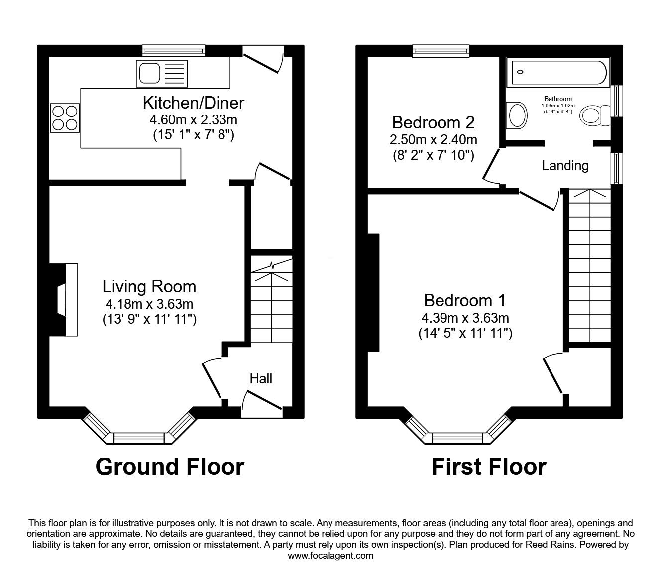 Floorplan of 2 bedroom Semi Detached House for sale, Brookbank Avenue, Chesterfield, Derbyshire, S40