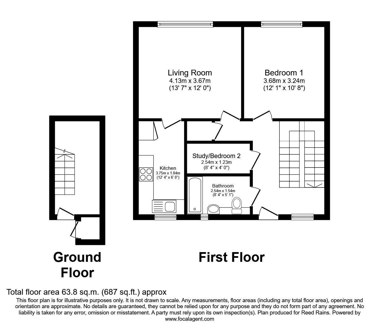 Floorplan of 1 bedroom  Flat for sale, Broadgorse Close, Chesterfield, Derbyshire, S40