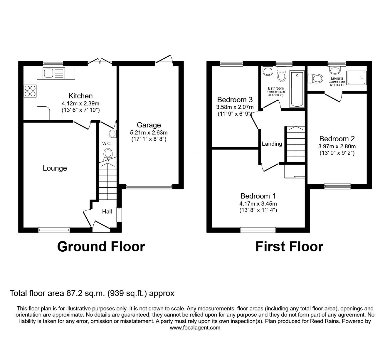 Floorplan of 3 bedroom Detached House for sale, Rosewood Avenue, Bolsover, Derbyshire, S44
