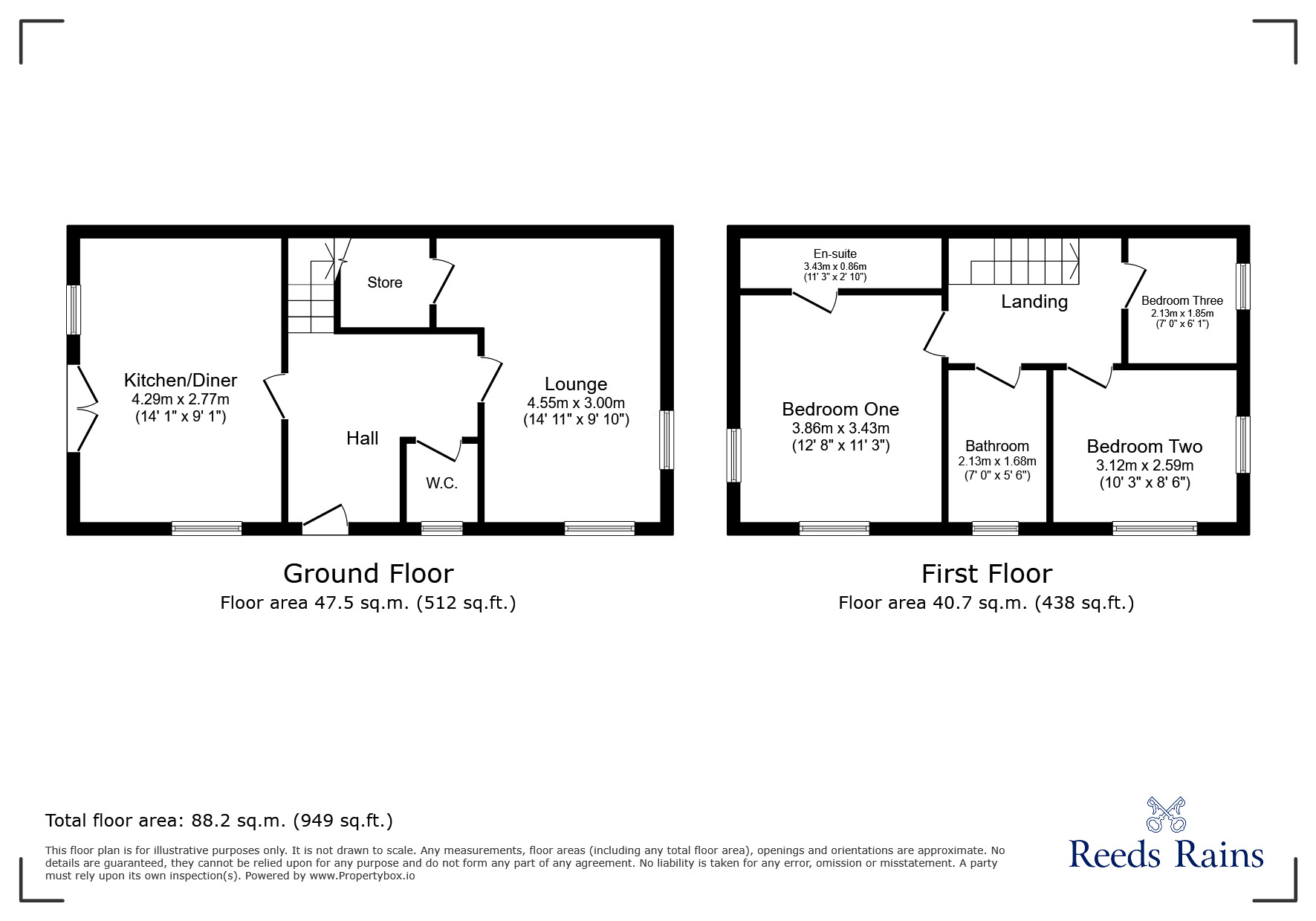Floorplan of 3 bedroom Semi Detached House to rent, Ash Close, Holmewood, Derbyshire, S42