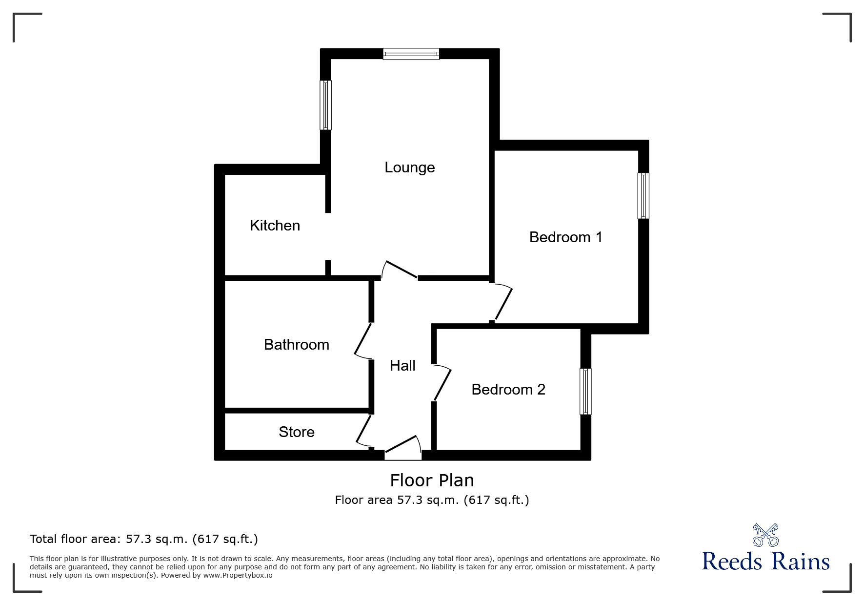 Floorplan of 2 bedroom  Flat to rent, Glenthorne Close, Chesterfield, Derbyshire, S40