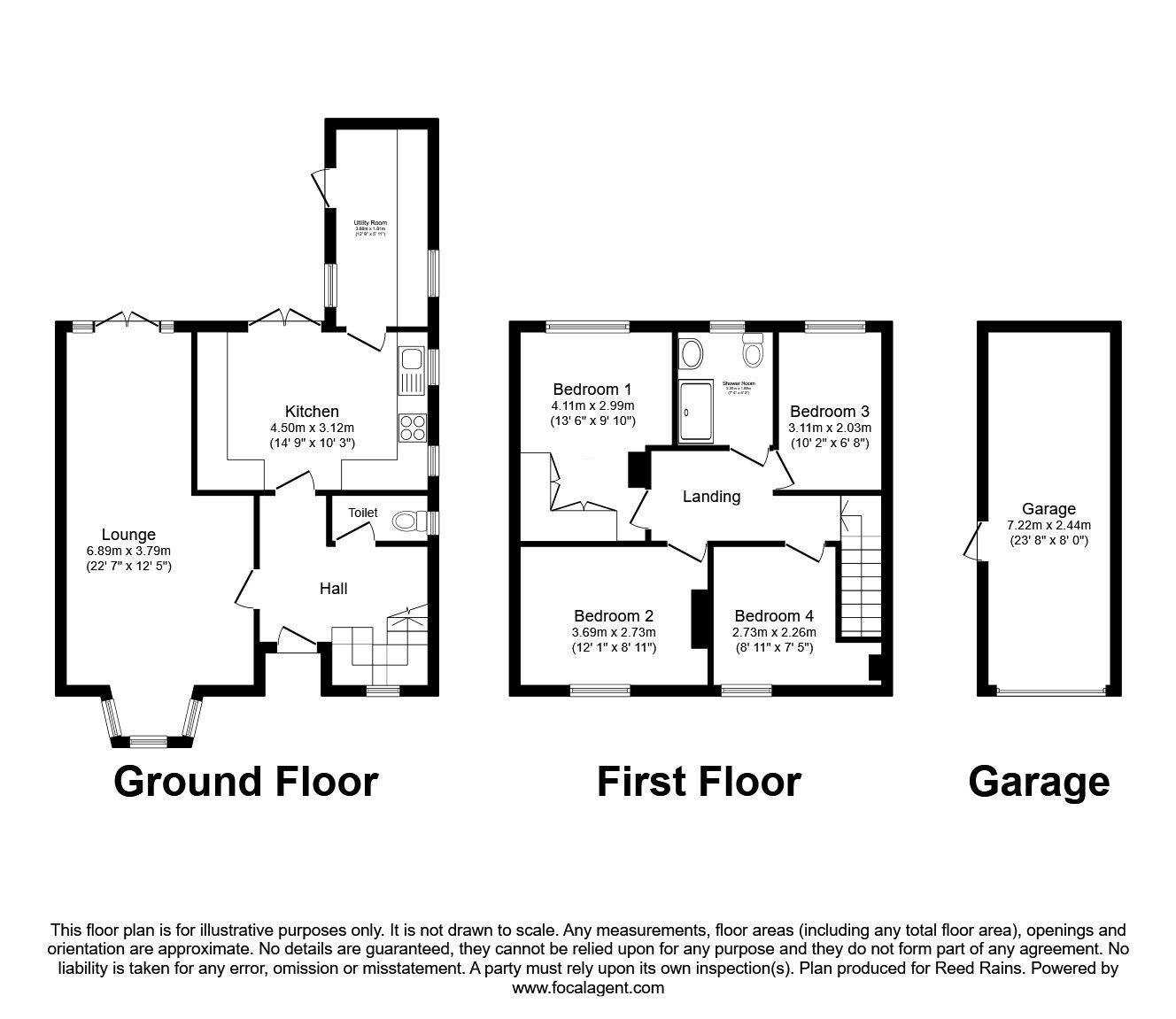 Floorplan of 4 bedroom Semi Detached House for sale, Dunston Lane, Chesterfield, Derbyshire, S41