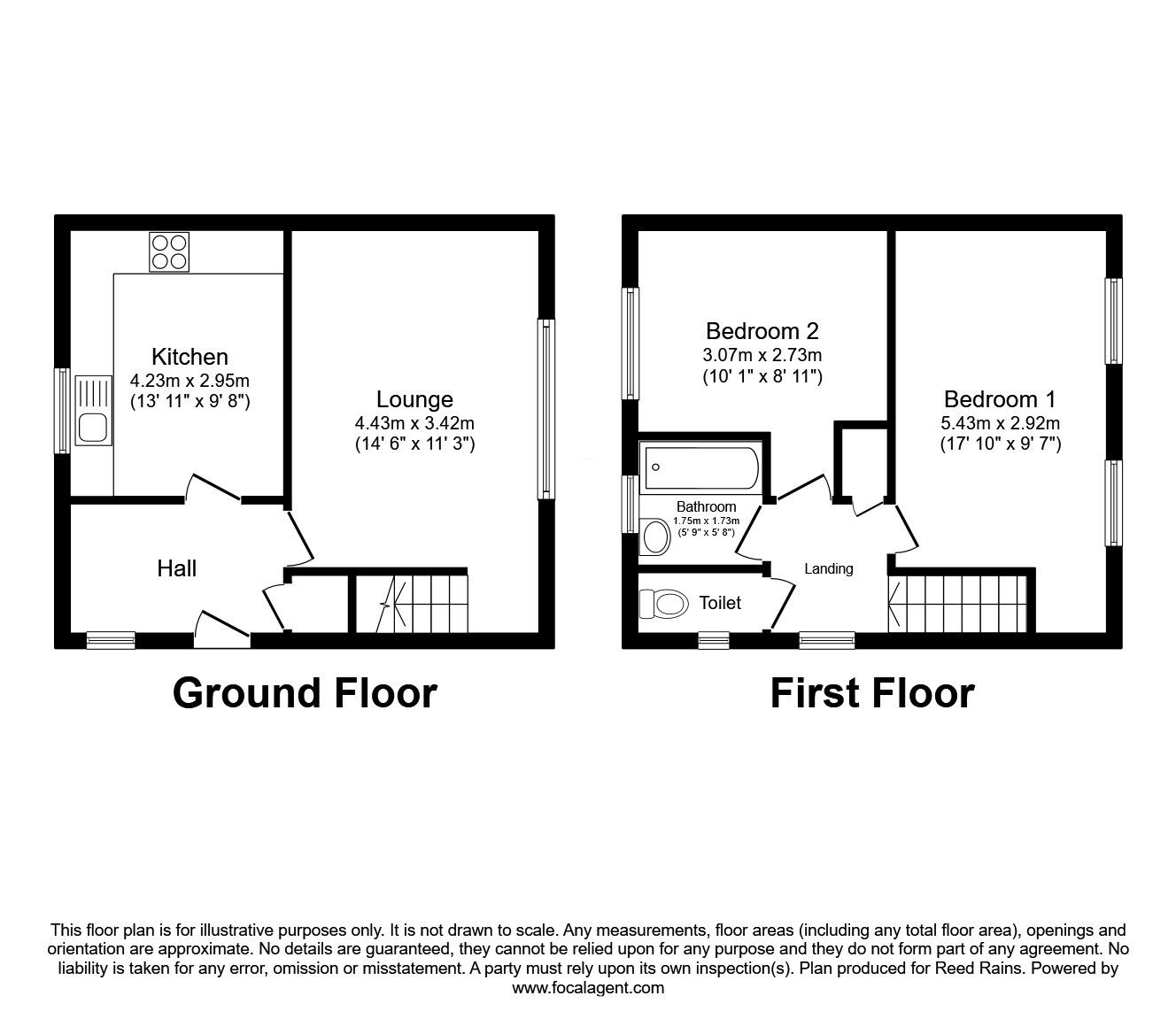 Floorplan of 2 bedroom Semi Detached House for sale, Nether Springs Road, Bolsover, Derbyshire, S44