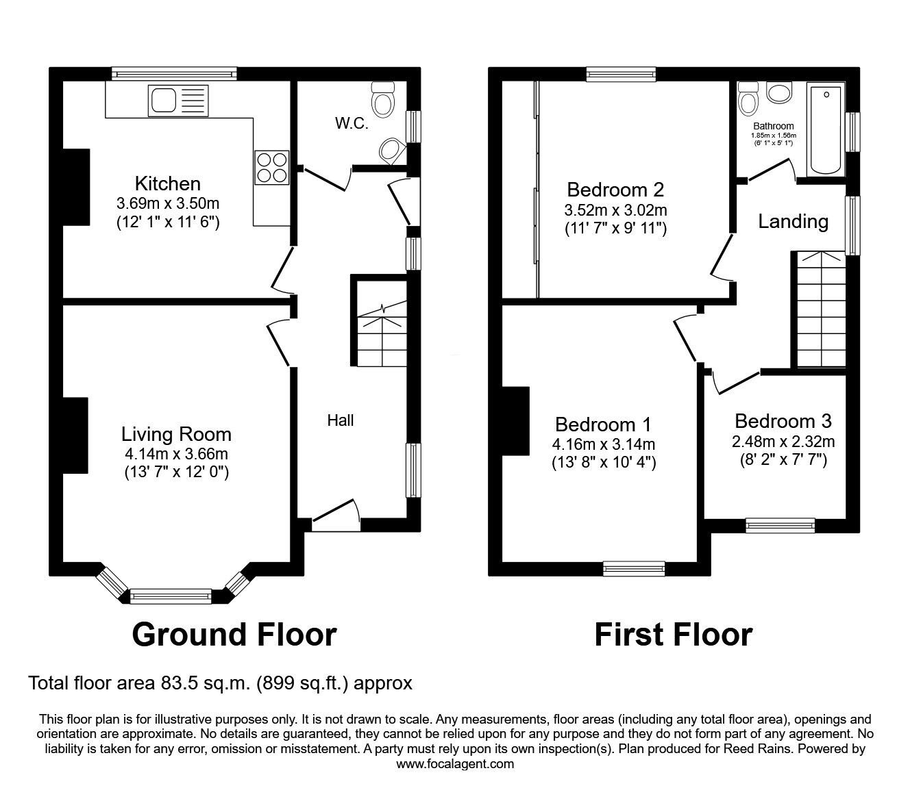 Floorplan of 3 bedroom Semi Detached House for sale, Alexandra Road East, Chesterfield, Derbyshire, S41