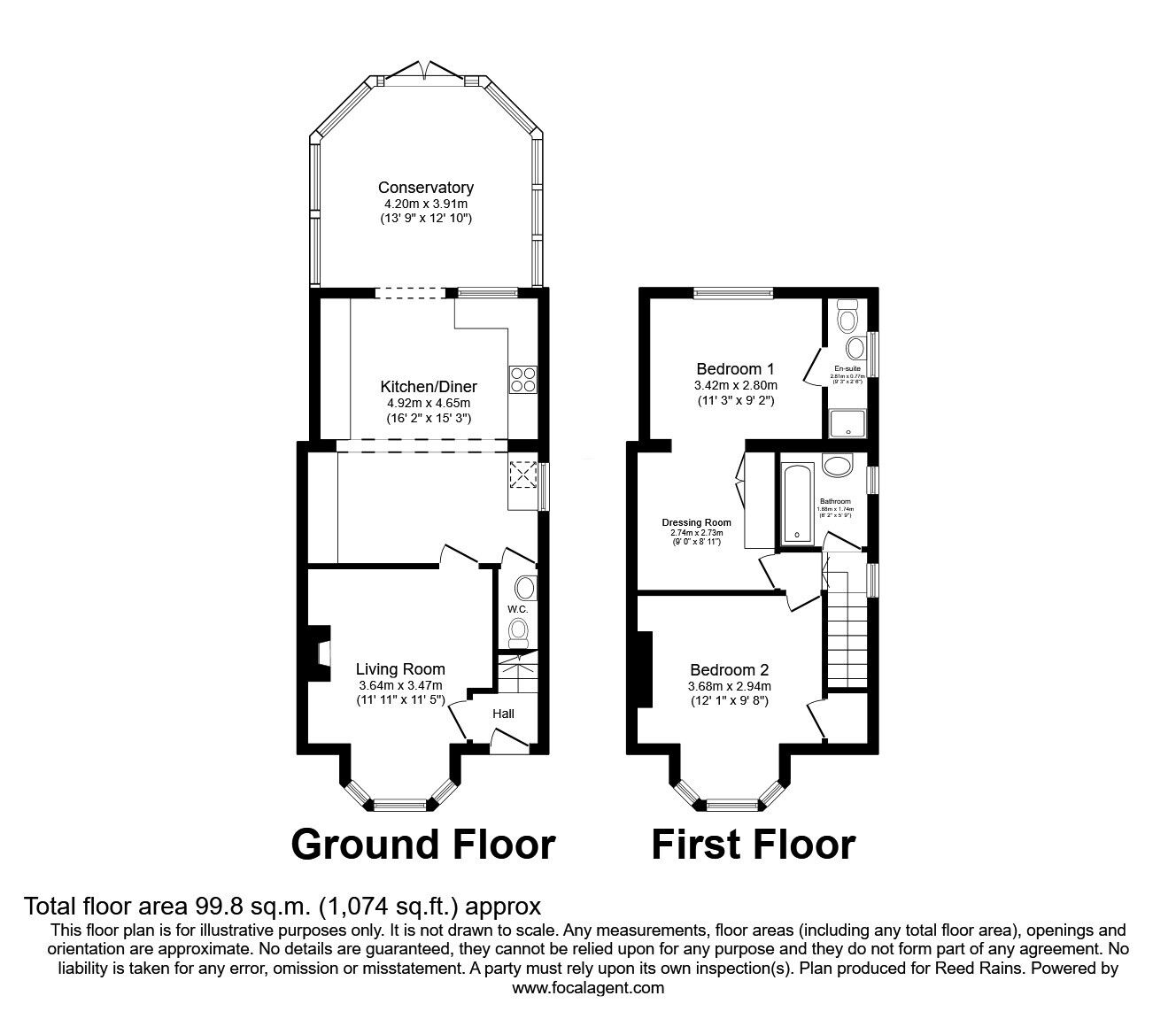 Floorplan of 2 bedroom Semi Detached House for sale, Williamthorpe Road, North Wingfield, Derbyshire, S42